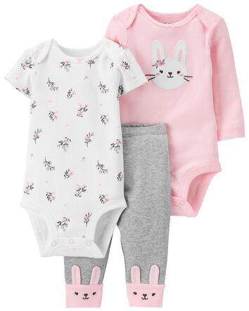 CARTER'S INFANT GIRL'S 3-PIECE OUTFIT PINK FLORAL & STRIPED,CHECK FOR SIZES CARTER'S INFANT GIRL'S 3-PIECE OUTFIT PINK FLORAL & STRIPED,CHECK FOR SIZES